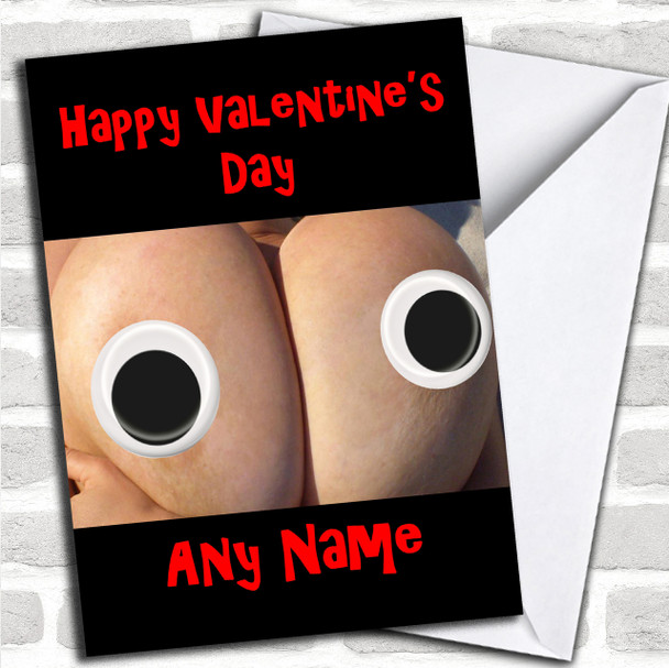 Funny Googly Eye Breasts Romantic Personalized Valentine's Card