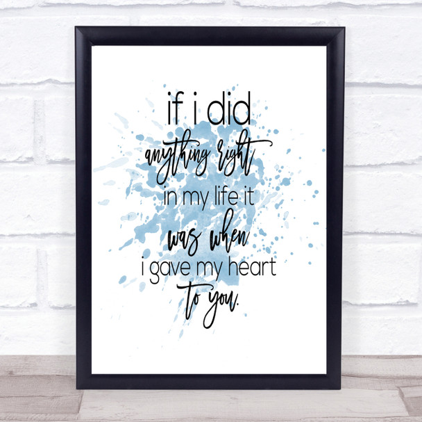 Anything Right Inspirational Quote Print Blue Watercolour Poster