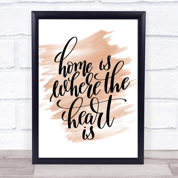 Home Is Where The Heart Is Quote Print Watercolour Wall Art