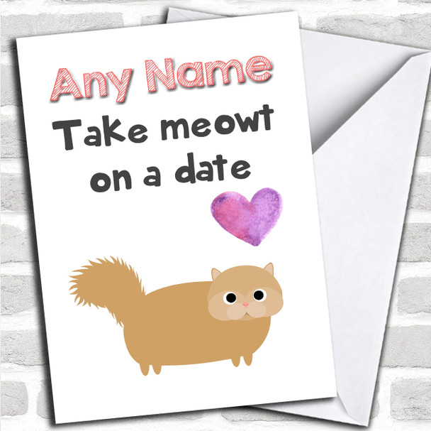 Valentines Ginger Cat Take Meowt Personalized Valentines Card