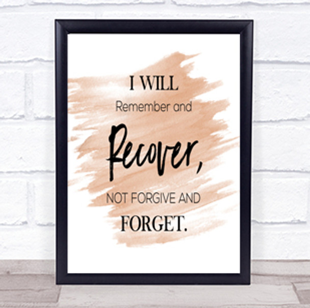 I Will Remember Quote Print Watercolour Wall Art