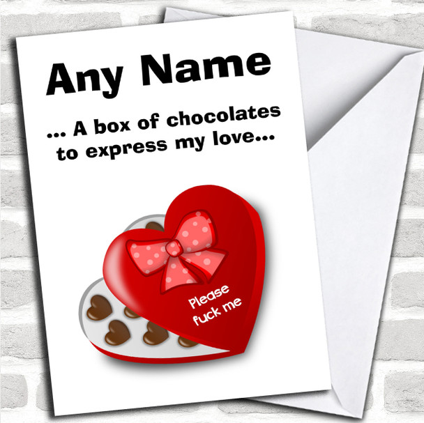 Rude Valentines Box Of Chocolates Personalized Valentines Card