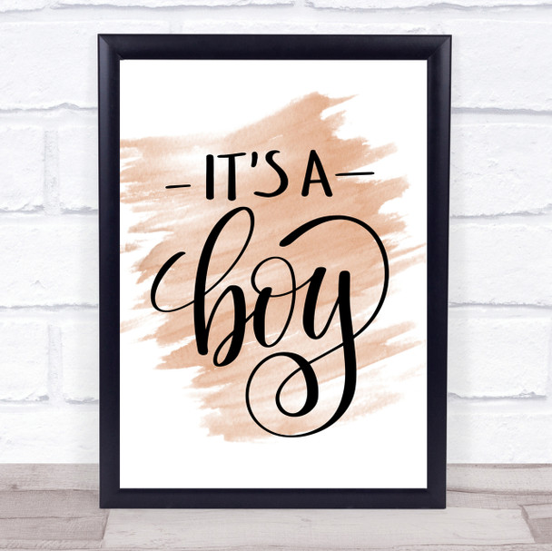 Its A Boy Quote Print Watercolour Wall Art