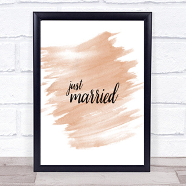 Just Married Quote Print Watercolour Wall Art