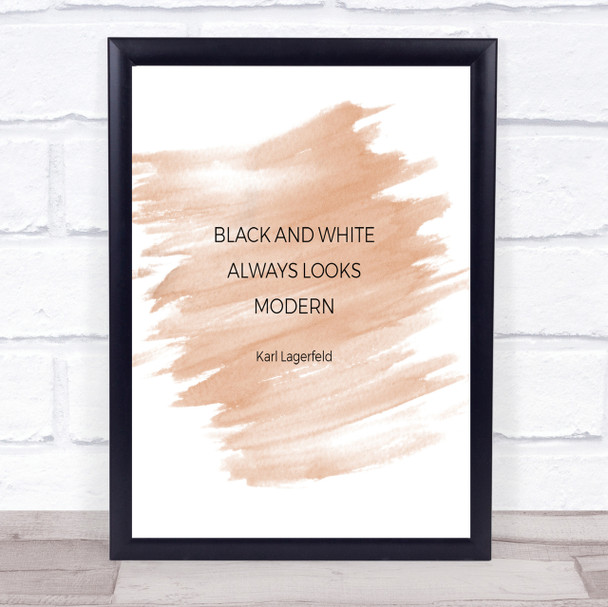 Karl Lagerfield Black And White Quote Print Watercolour Wall Art