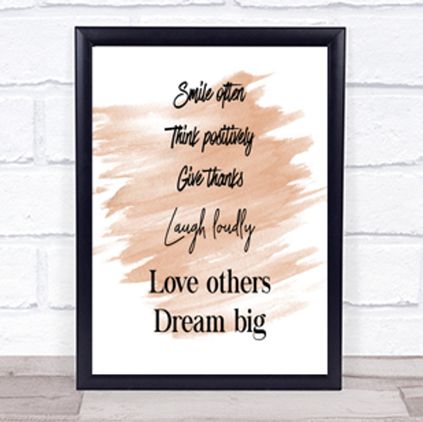 Laugh Loudly Quote Print Watercolour Wall Art