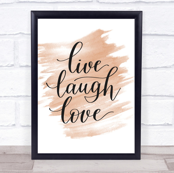 Live Laugh Love Quote Print Watercolour Wall Art
