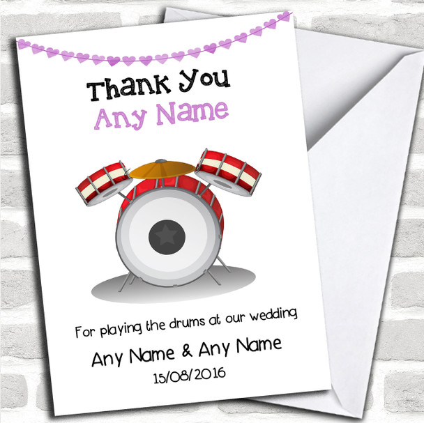 Thank You For Playing Drums At Our Wedding Personalized Thank You Card