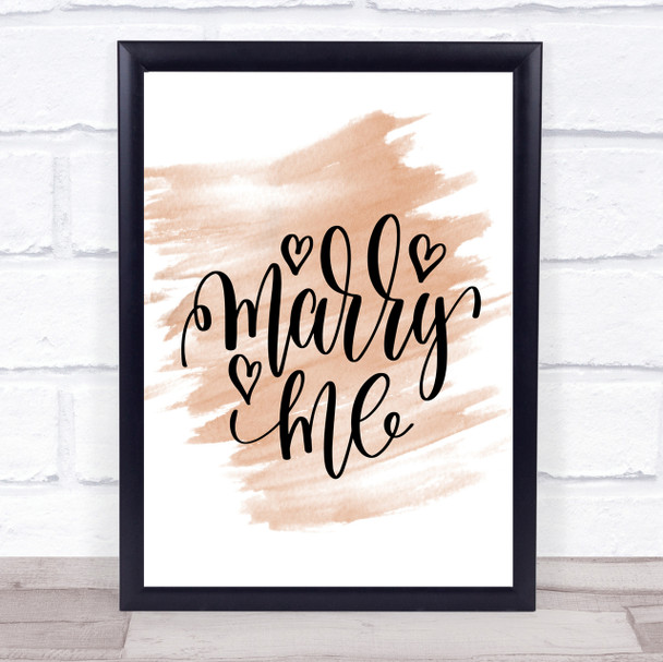 Marry Me Quote Print Watercolour Wall Art