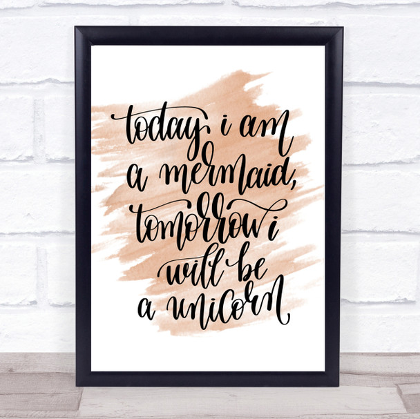 Mermaid And Unicorn Quote Print Watercolour Wall Art