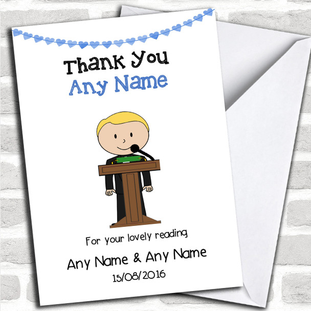 Thank You For Doing A Reading At Our Wedding Boy Personalized Thank You Card