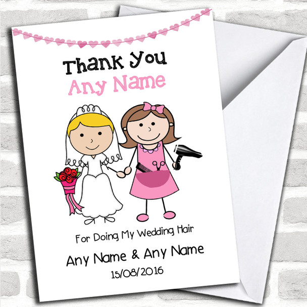 Thank You For Being Our Wedding Hairdresser Personalized Thank You Card