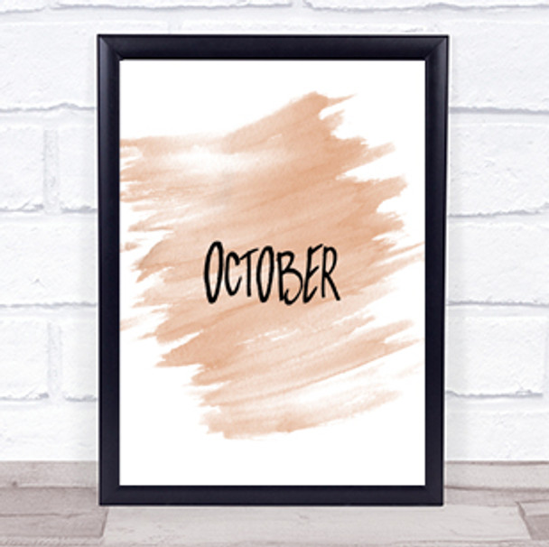 October Quote Print Watercolour Wall Art