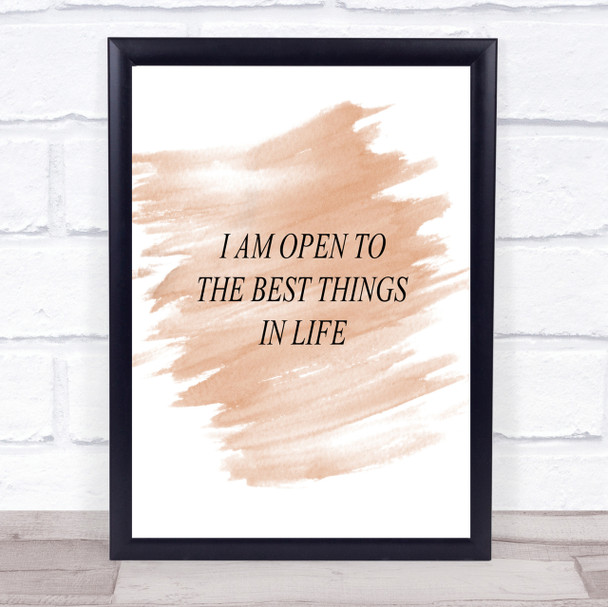 Open To The Best Quote Print Watercolour Wall Art