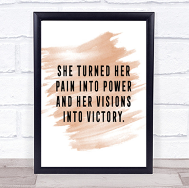 Pain Into Power Quote Print Watercolour Wall Art