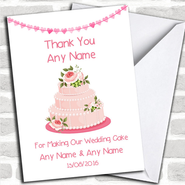 Pink Thank You For Making Our Wedding Cake Personalized Thank You Card