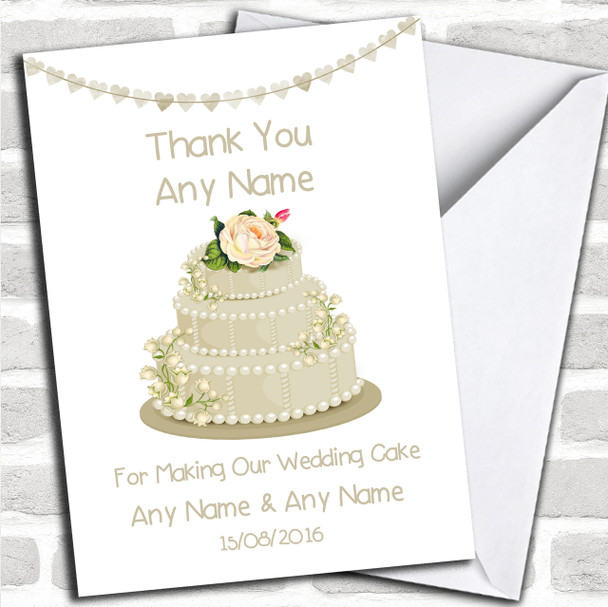 Ivory Thank You For Making Our Wedding Cake Personalized Thank You Card