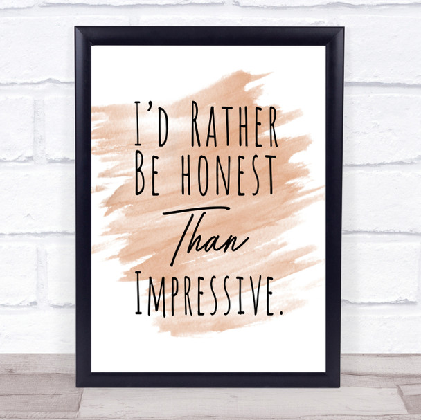 Rather Be Honest Quote Print Watercolour Wall Art