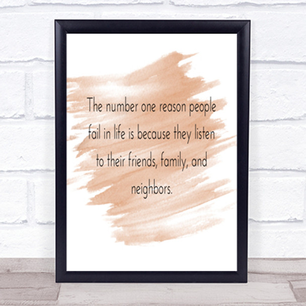 Reason People Fail Quote Print Watercolour Wall Art