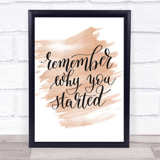 Remember Why You Started Quote Print Watercolour Wall Art