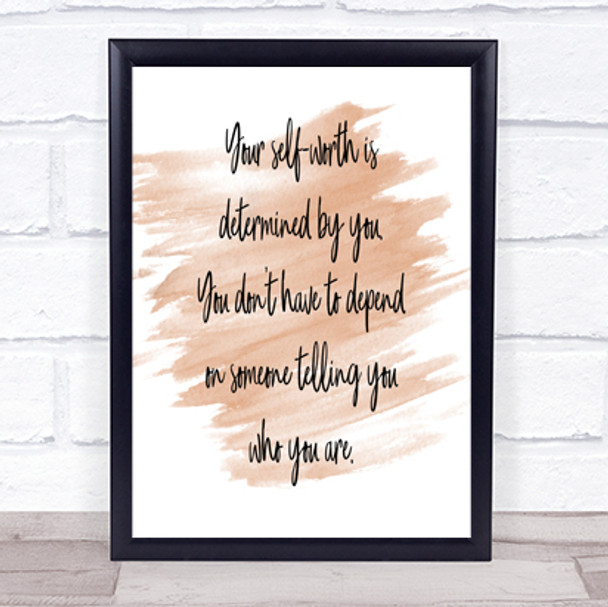 Self Worth Quote Print Watercolour Wall Art