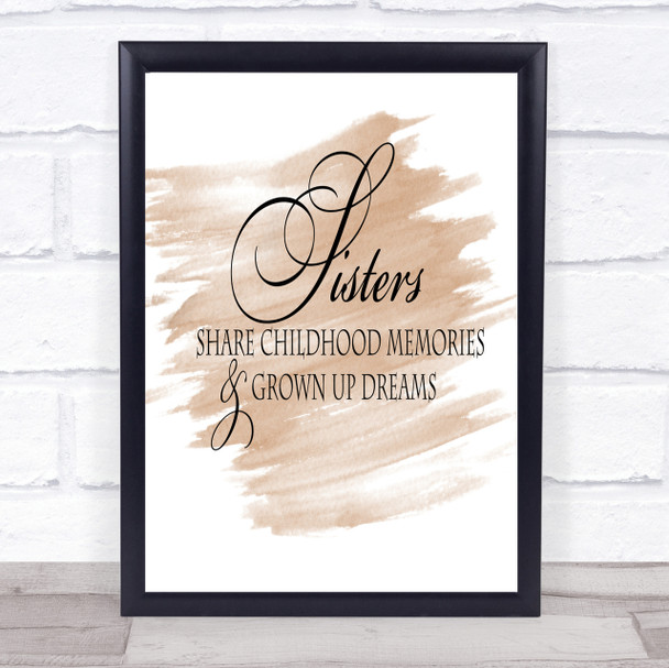 Sisters Share Quote Print Watercolour Wall Art Sisters Share Quote Print Watercolour Wall Art