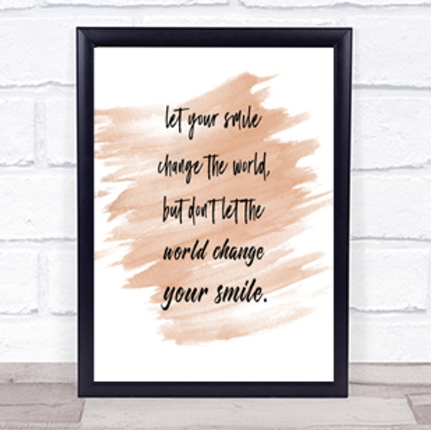 Smile Change The World Quote Print Watercolour Wall Art
