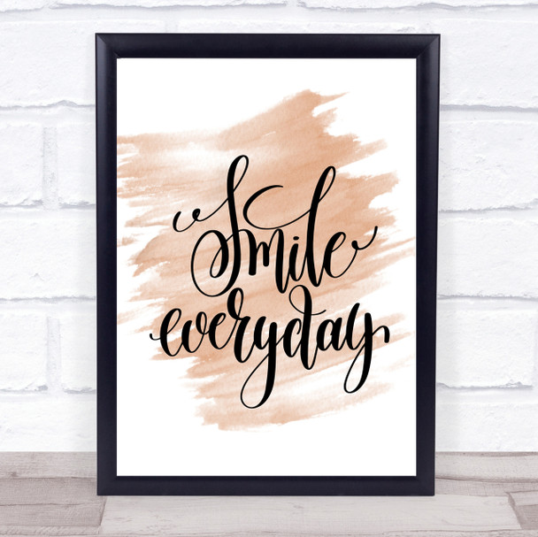 Smile Everyday Quote Print Watercolour Wall Art