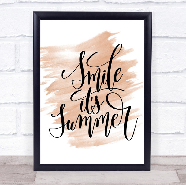 Smile Its Summer Quote Print Watercolour Wall Art