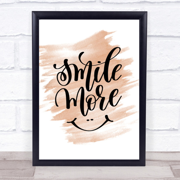 Smile More Quote Print Watercolour Wall Art