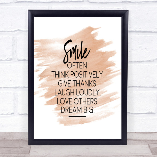 Smile Often Quote Print Watercolour Wall Art