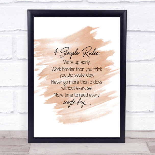 4 Simple Rules Quote Print Watercolour Wall Art