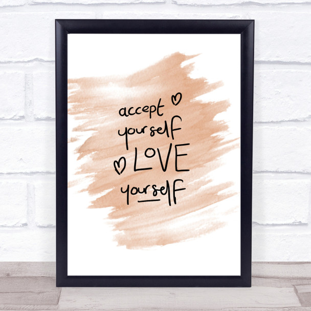 Accept Yourself Quote Print Watercolour Wall Art