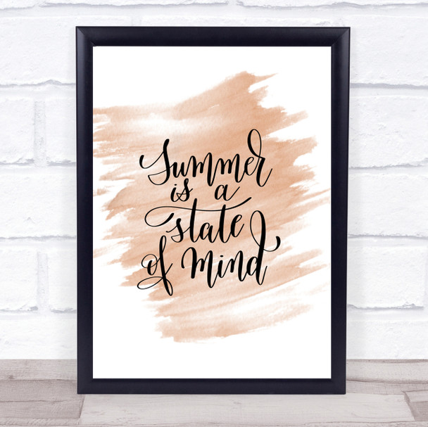 Summer State Of Mind Quote Print Watercolour Wall Art