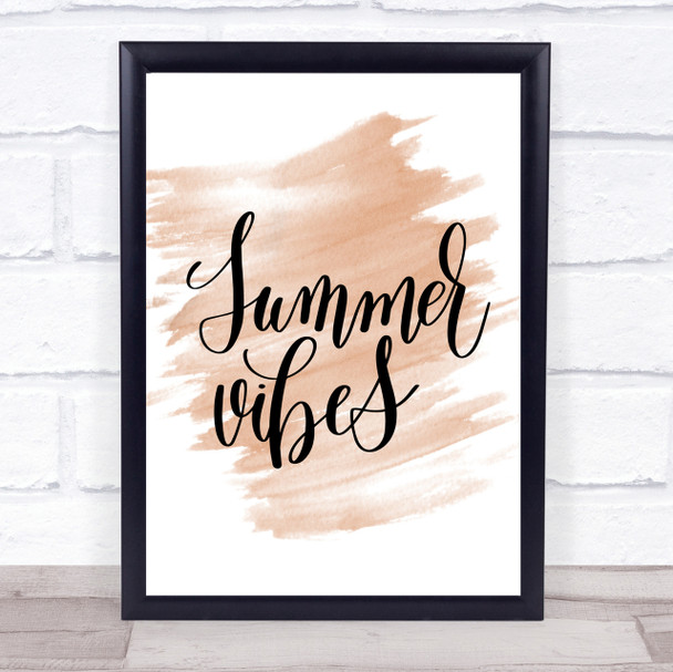 Summer Vibes Quote Print Watercolour Wall Art