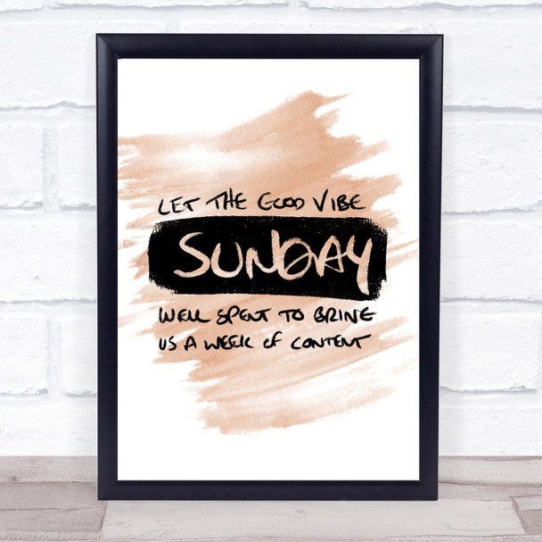 Sunday Well Spent Quote Print Watercolour Wall Art
