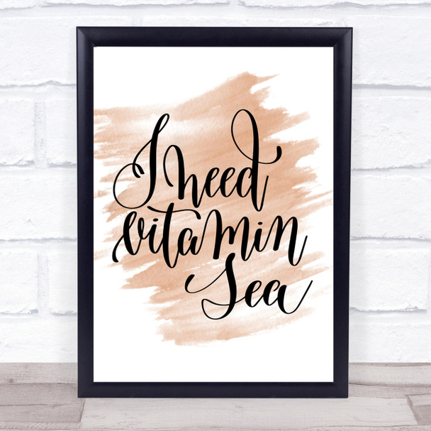 Vitamin Sea Quote Print Watercolour Wall Art