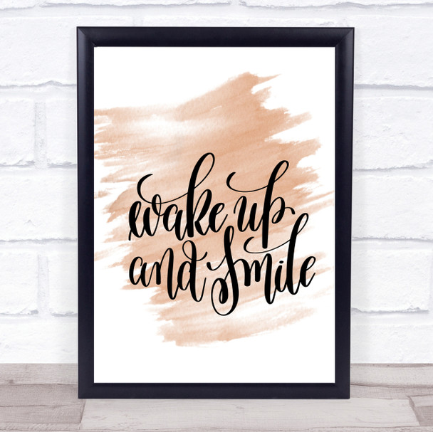Wake Up Smile Quote Print Watercolour Wall Art