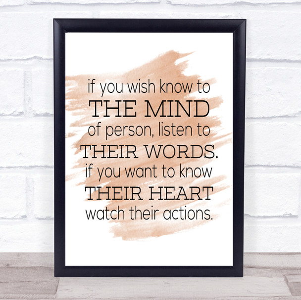 Watch Their Actions Quote Print Watercolour Wall Art