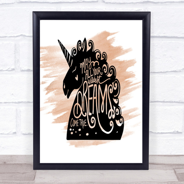 Wildest Dreams Unicorns Quote Print Watercolour Wall Art