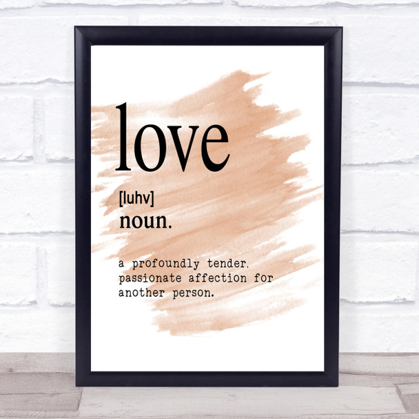 Word Definition Love Quote Print Watercolour Wall Art