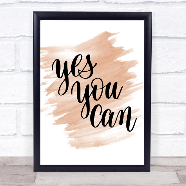 Yes You Can Quote Print Watercolour Wall Art