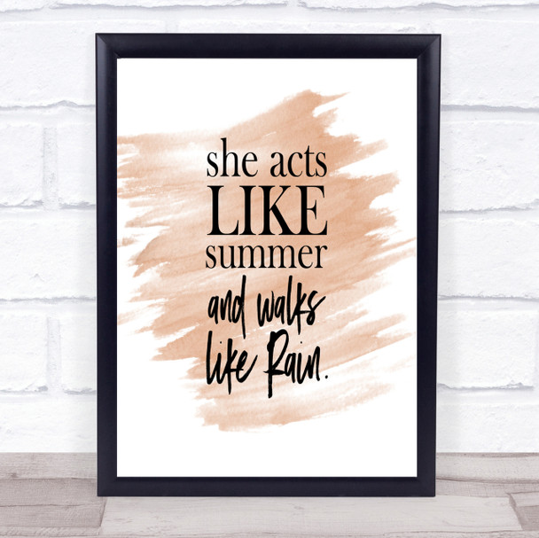 Acts Like Summer Quote Print Watercolour Wall Art