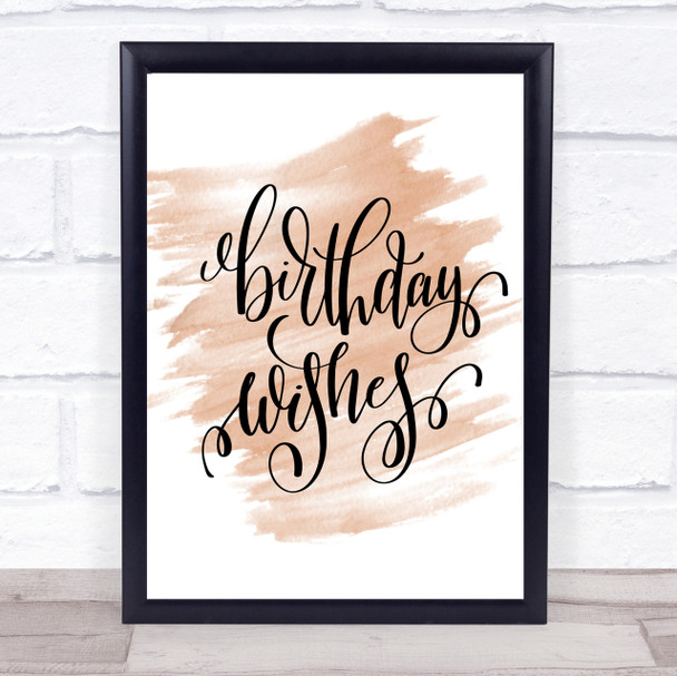 Birthday Wishes Quote Print Watercolour Wall Art