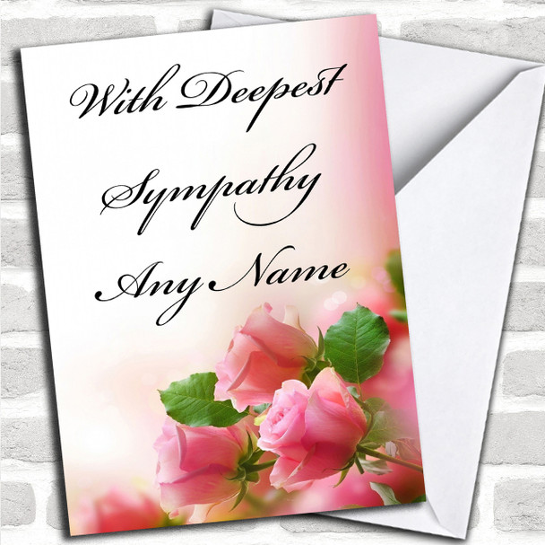 Cute Pink Roses Personalized Sympathy / Sorry For Your Loss Card