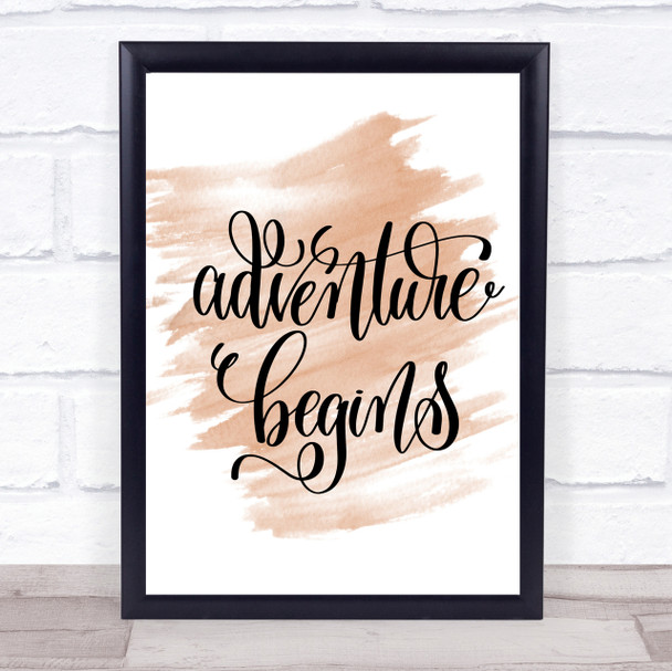 Adventure Begins Swirl Quote Print Watercolour Wall Art