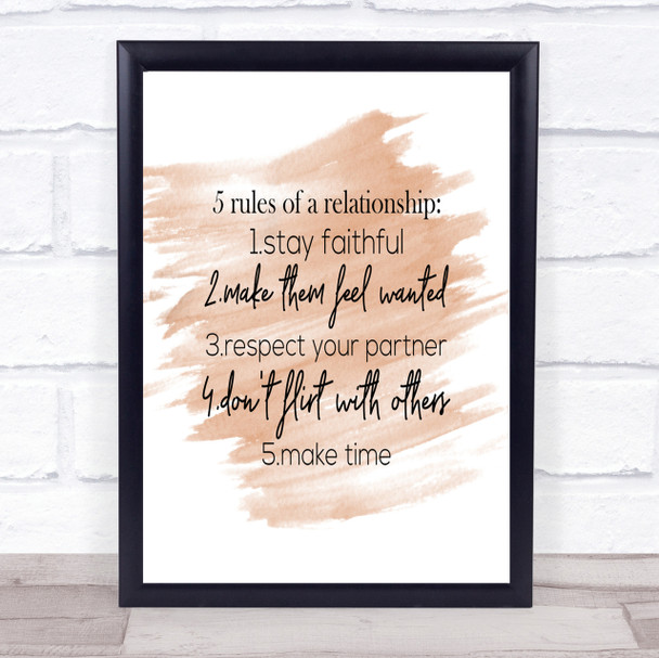 5 Rules Quote Print Watercolour Wall Art
