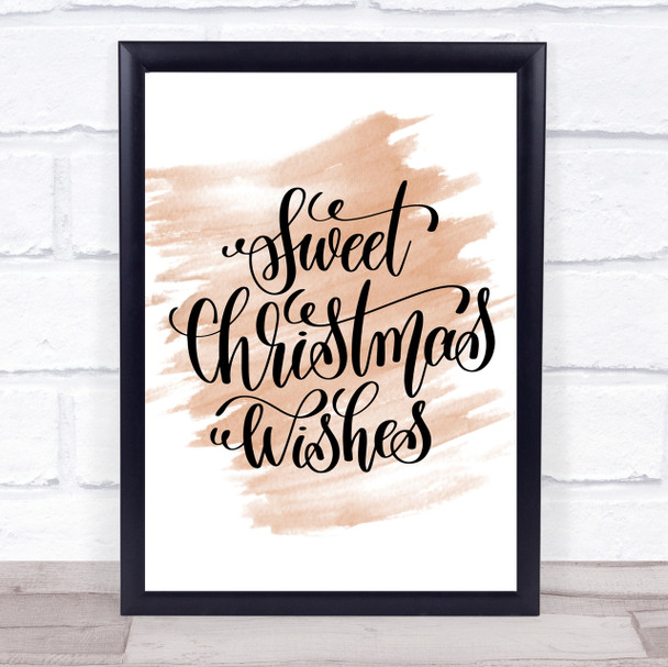 Christmas Sweet Xmas Wishes Quote Print Watercolour Wall Art