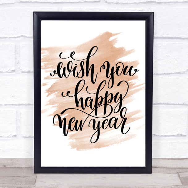 Christmas Wish Happy New Year Quote Print Watercolour Wall Art