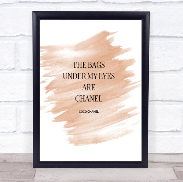 Coco Chanel Bags Under My Eyes Quote Print Watercolour Wall Art